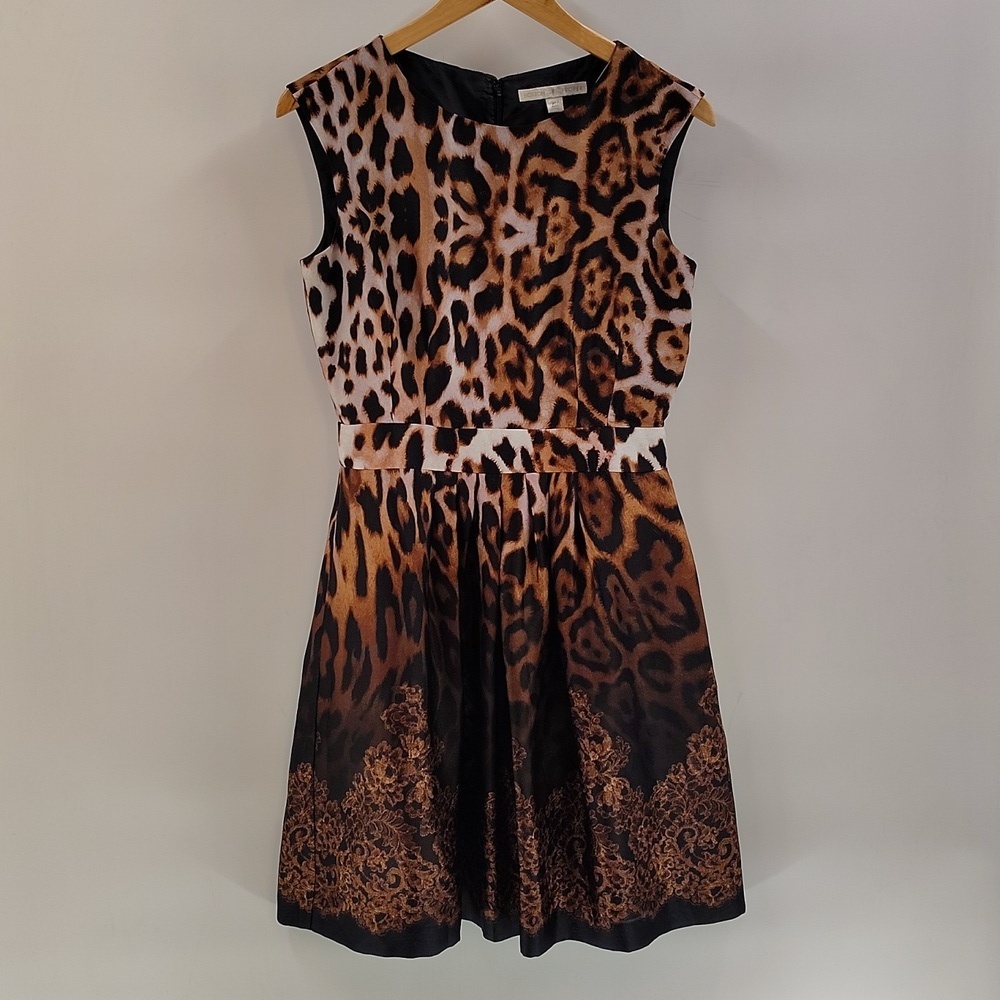 Boston Proper Animal Lace Ombre Dress Size 6 Sleeveless Zip Back